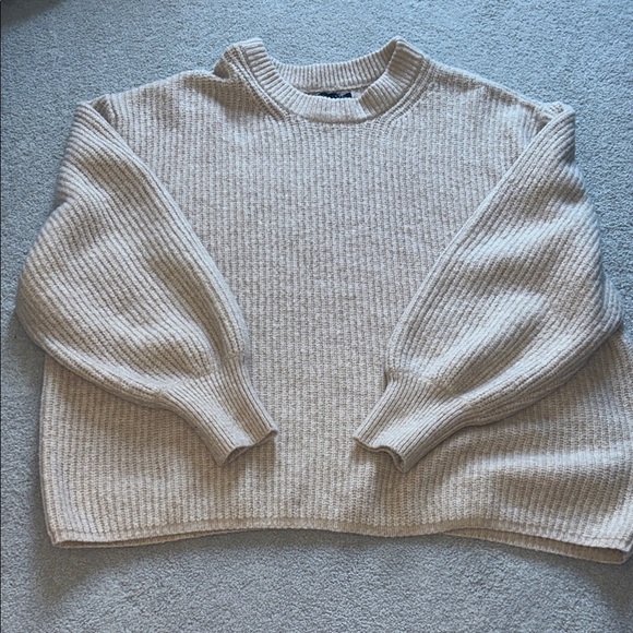 ASOS Curve Sweaters - ASOS CURVE Cozy Ribbed Cream Crewneck Sweater